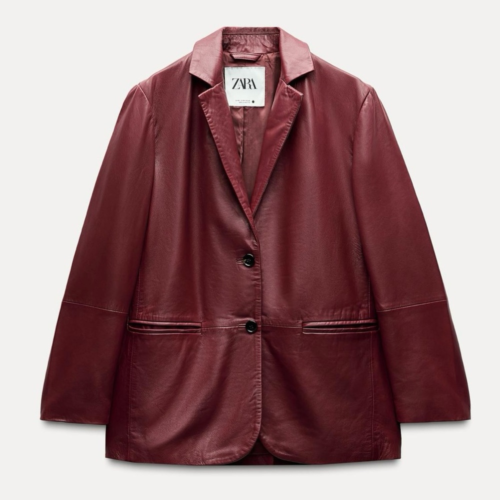 NWT SOLD OUT Zara Red 100% Leather Jacket / Blazer
